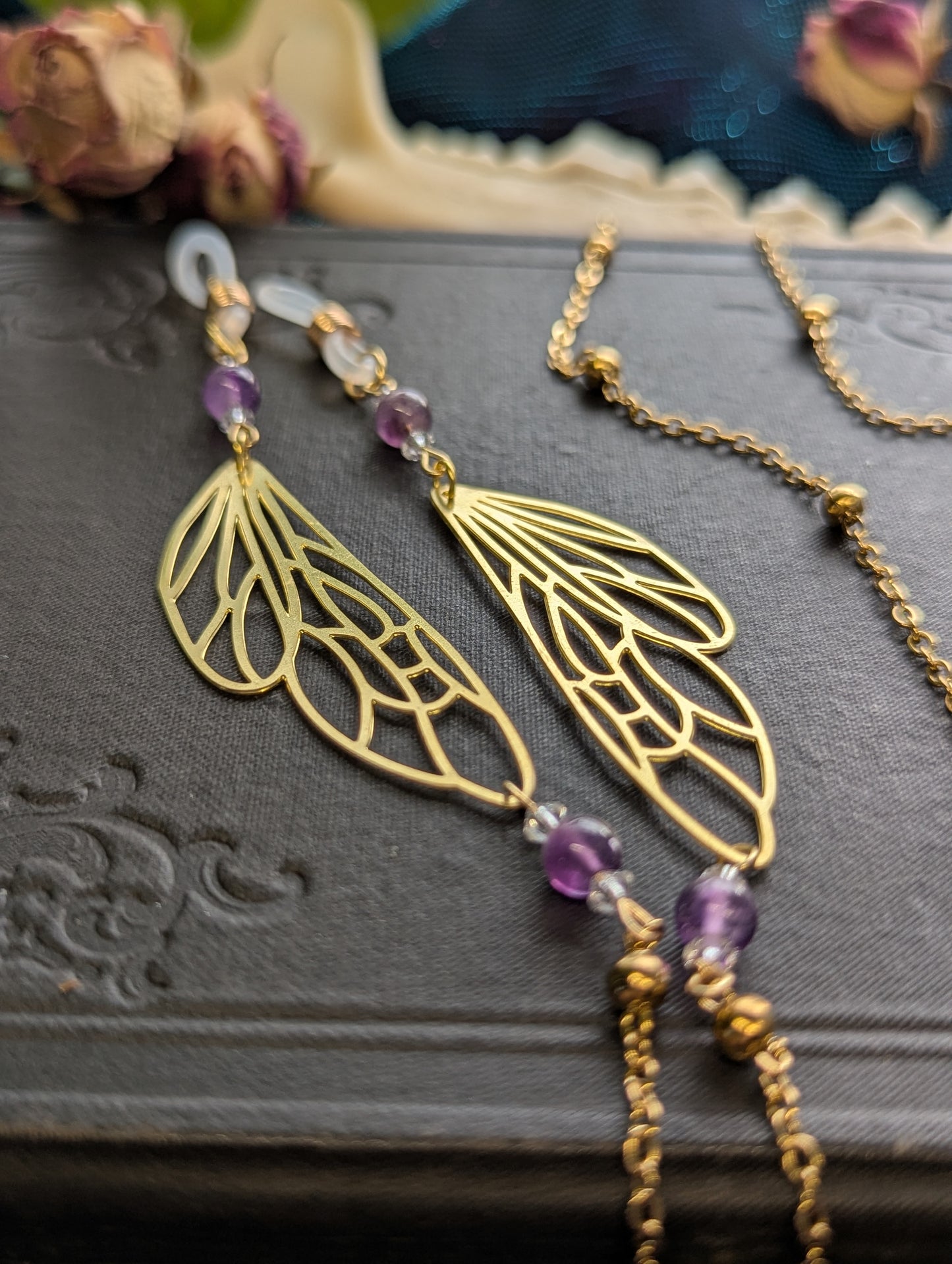 Amethyst Fey Wing Eyeglasses Chain