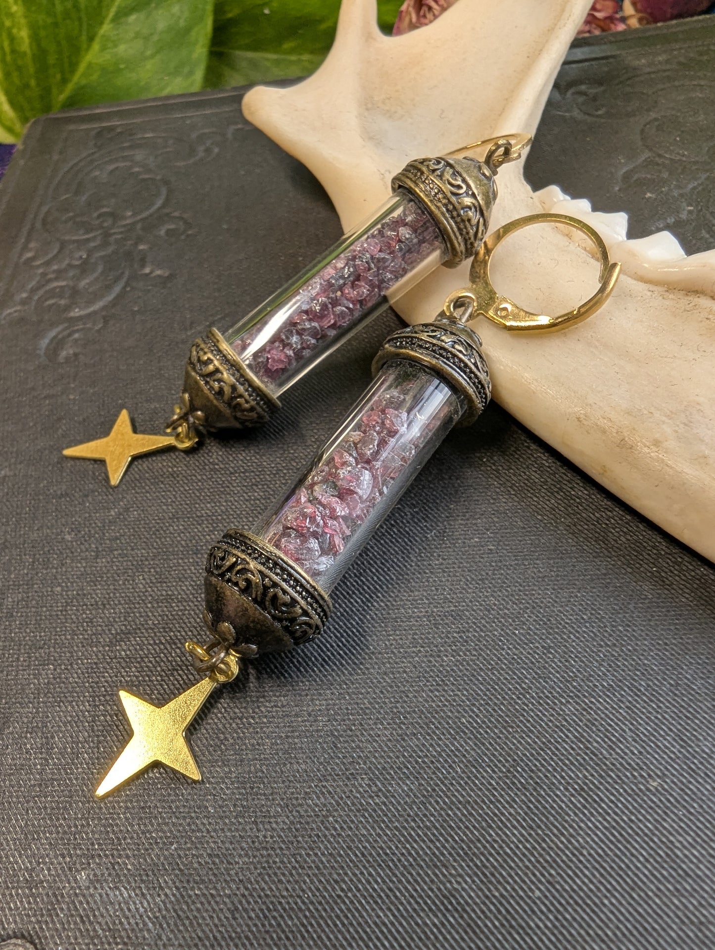 Garnet Reliquary Earrings