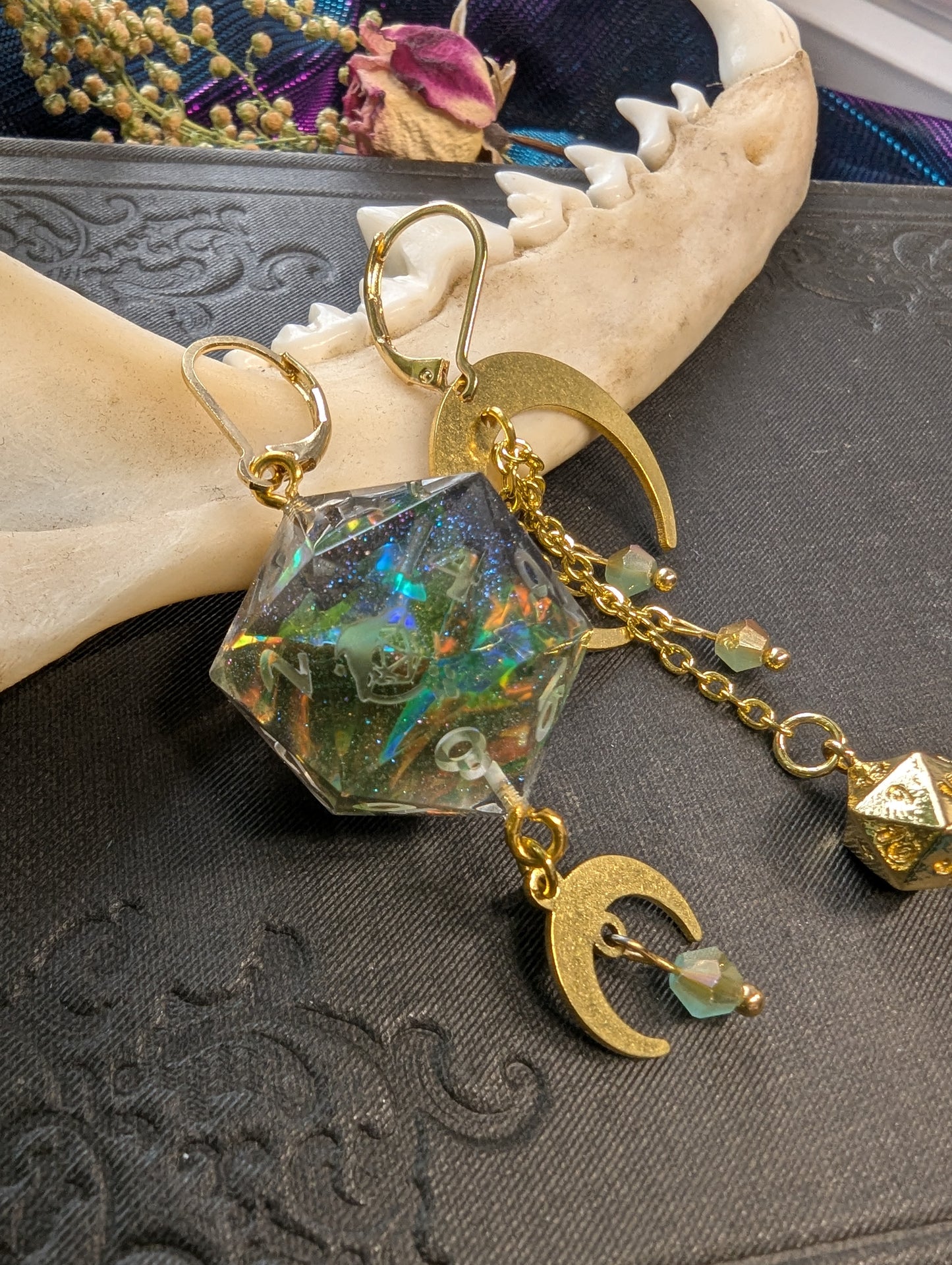 Handmade d20 Dice Earrings