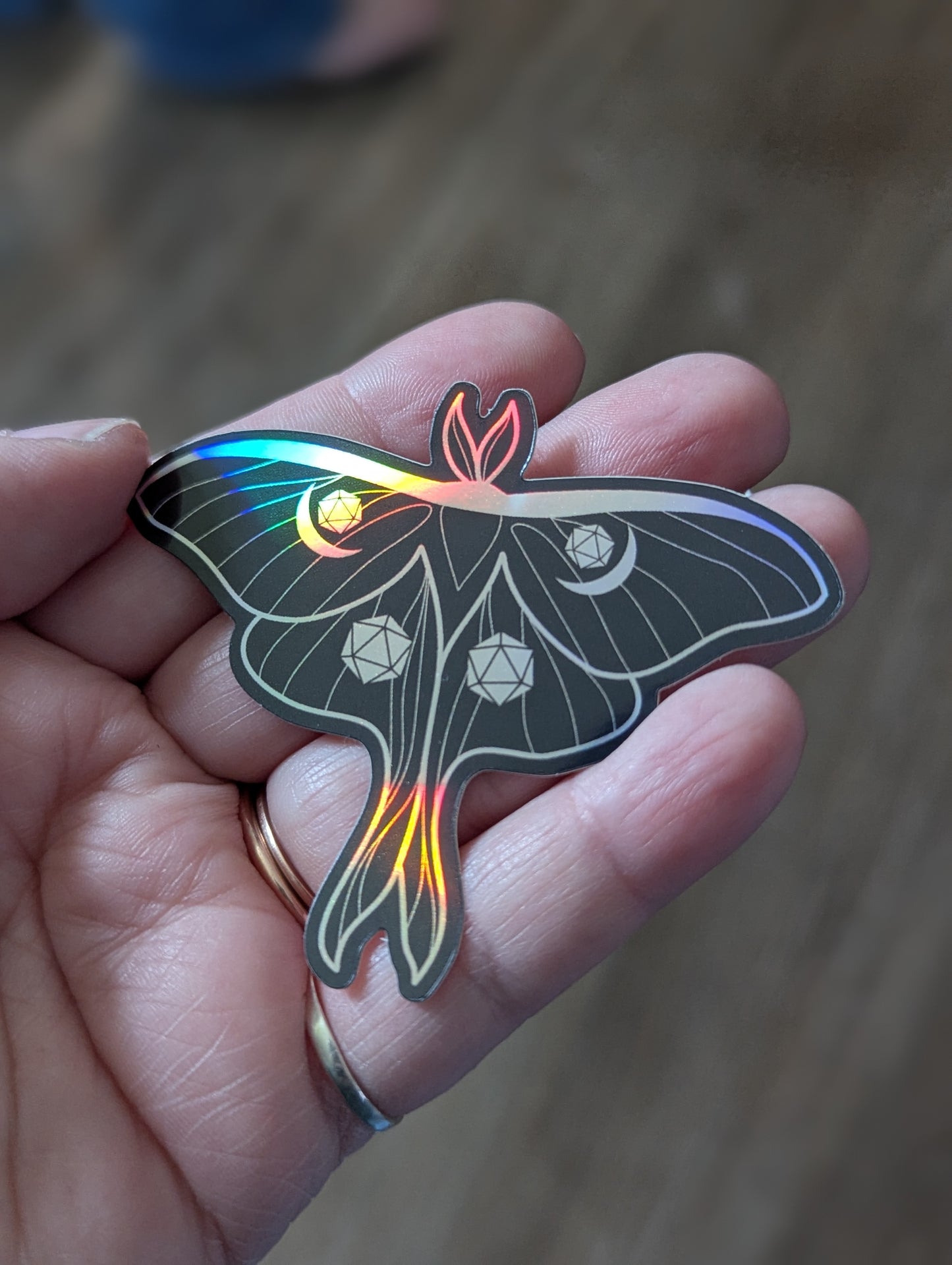 Luna Moth d20 Holographic Sticker