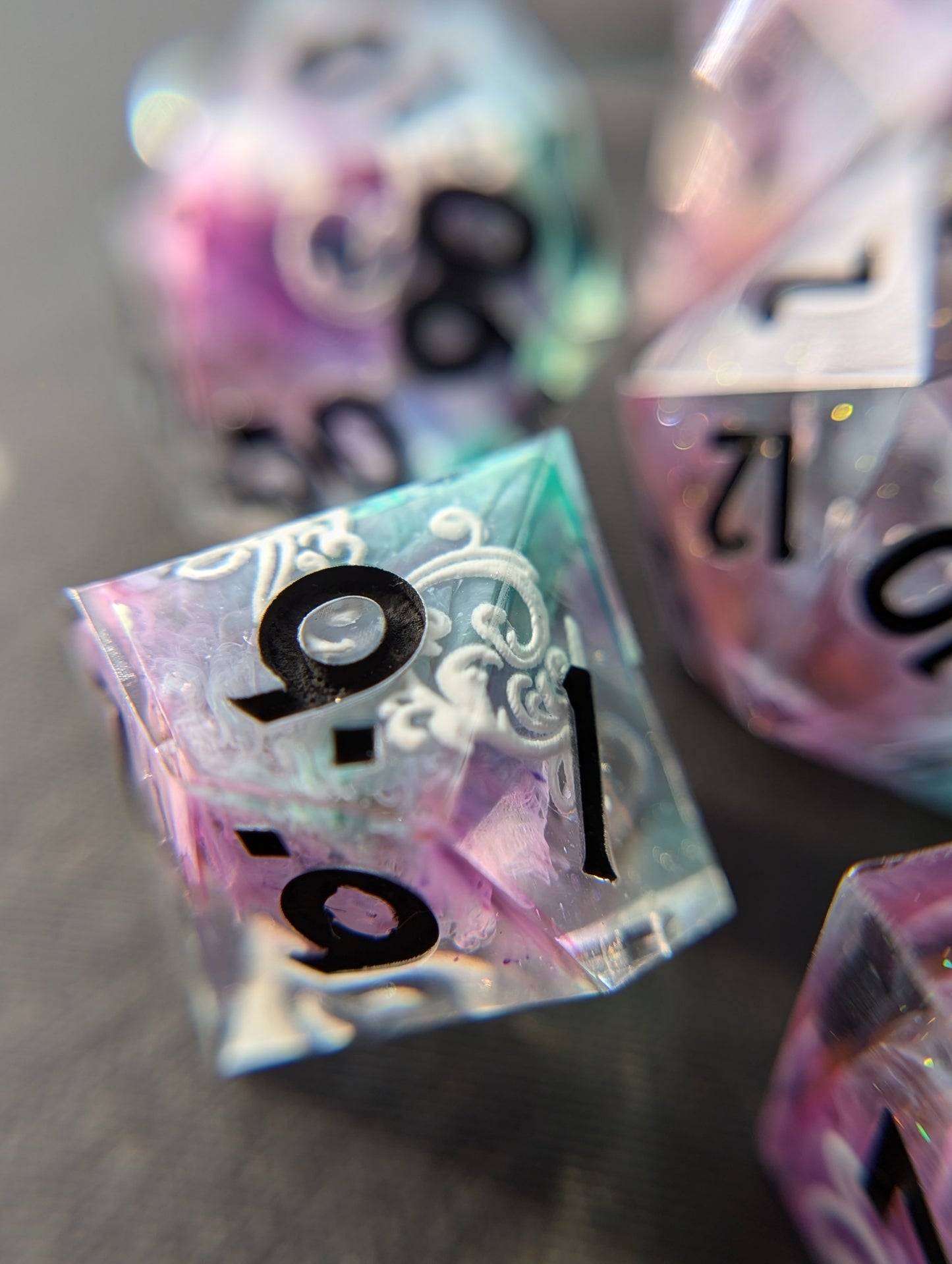 Rainbow Fluorite Handmade Dice Set