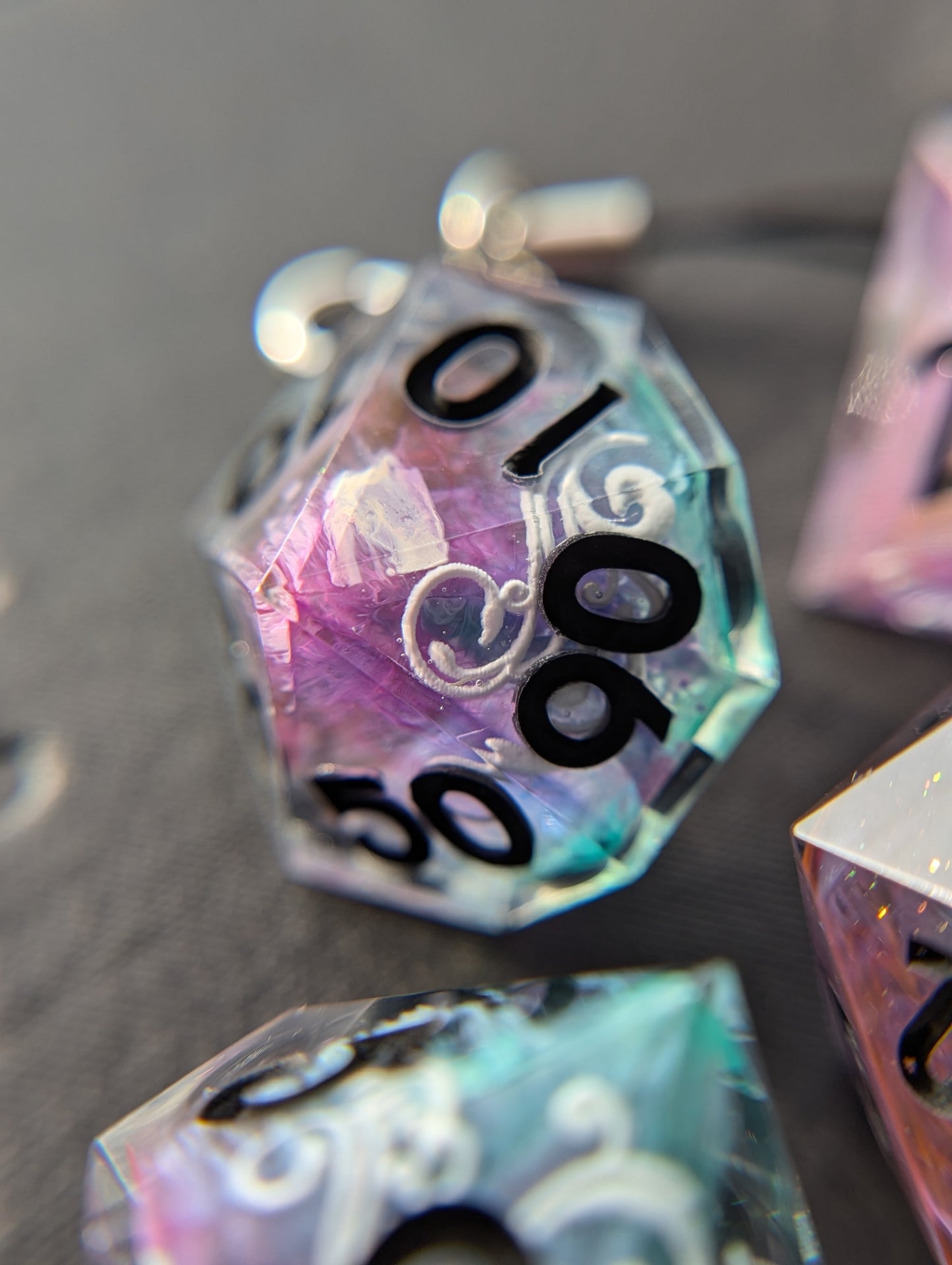 Rainbow Fluorite Handmade Dice Set