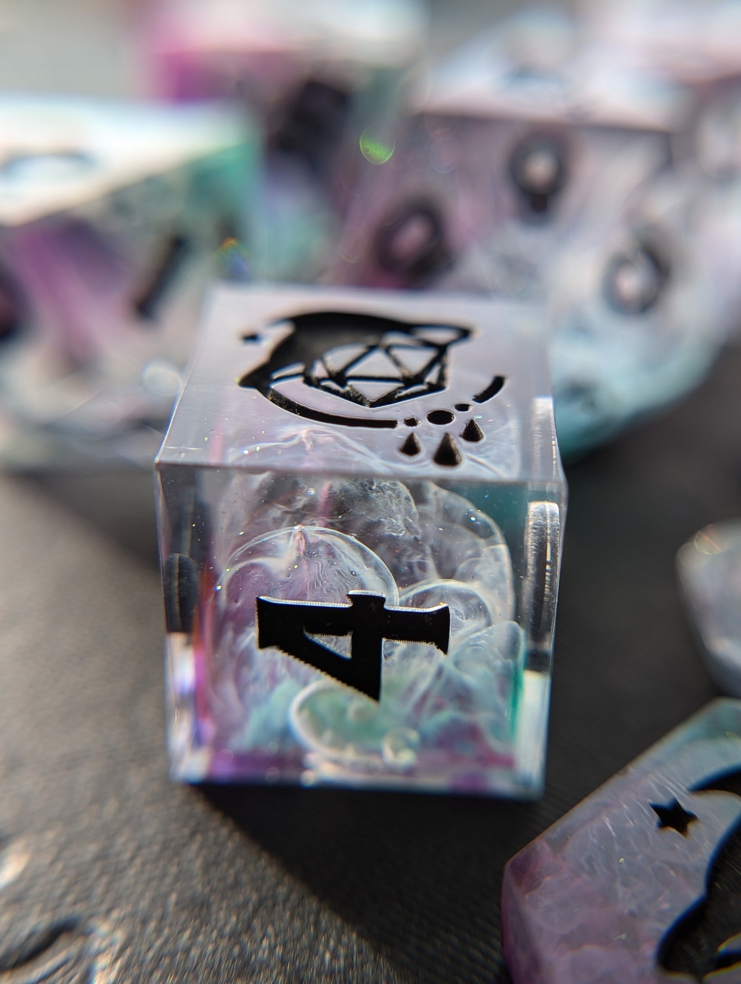 Rainbow Fluorite Handmade Dice Set