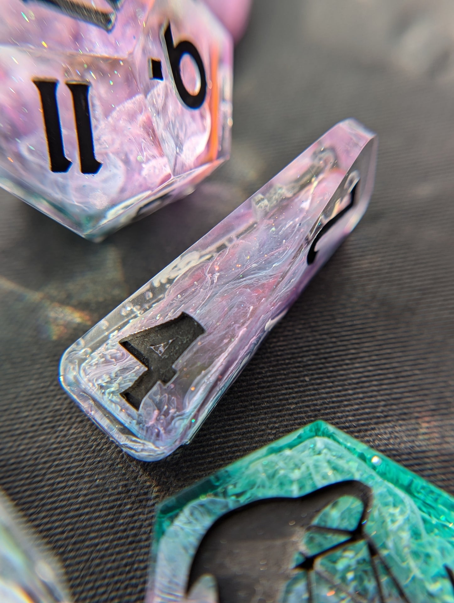 Rainbow Fluorite Handmade Dice Set
