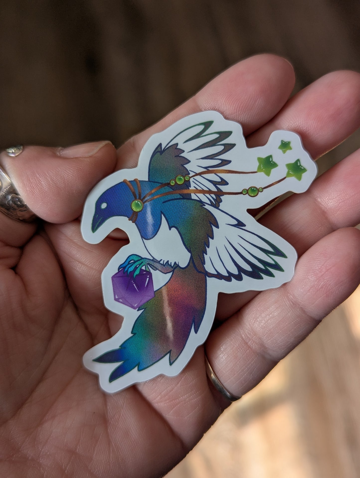 Dice Magpie Holographic Sticker