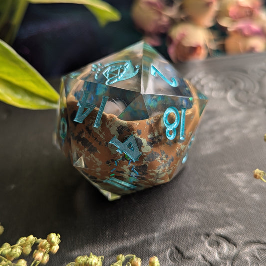 Dungeon Geode (Boulder Opal) - 40mm Chonk d20 Single Dice