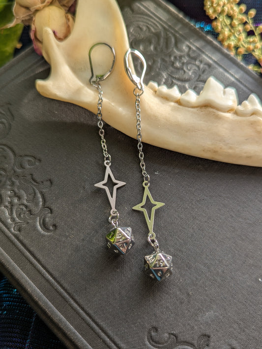 Star Drop d20 Earrings