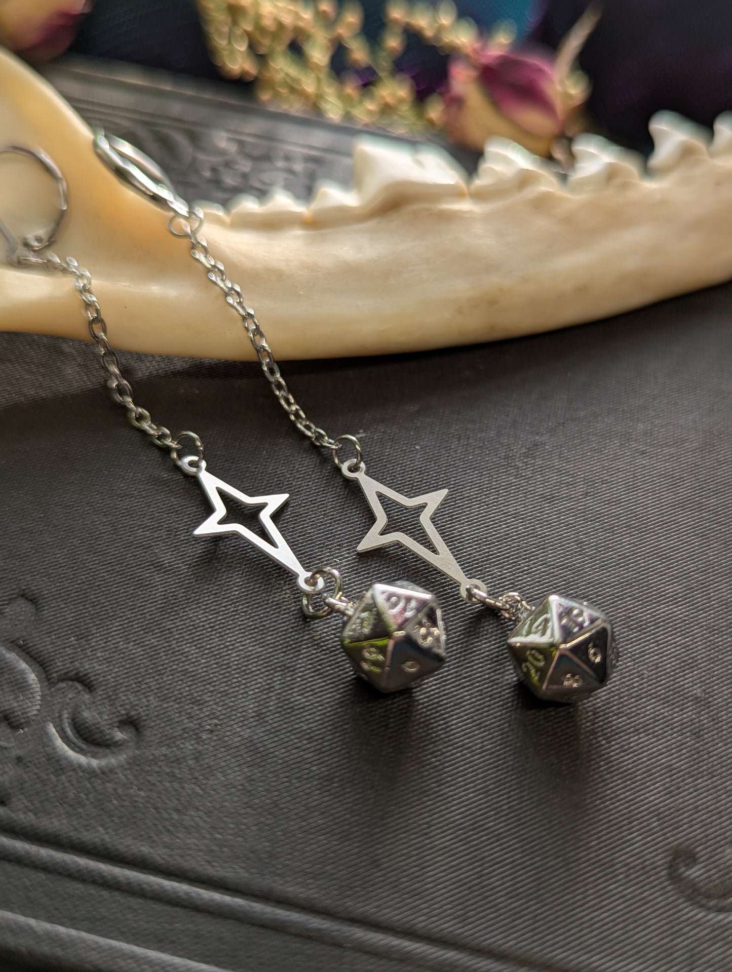 Star Drop d20 Earrings