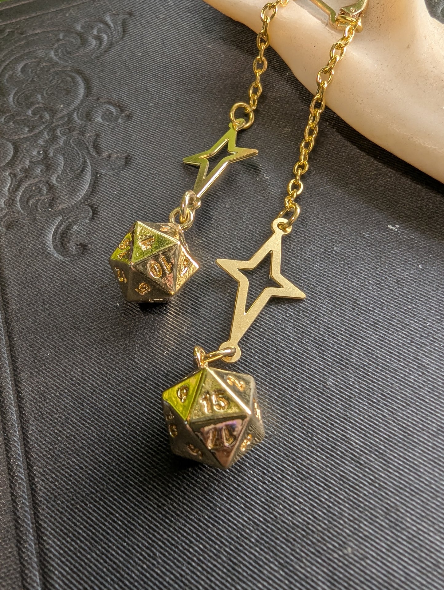 Star Drop d20 Earrings