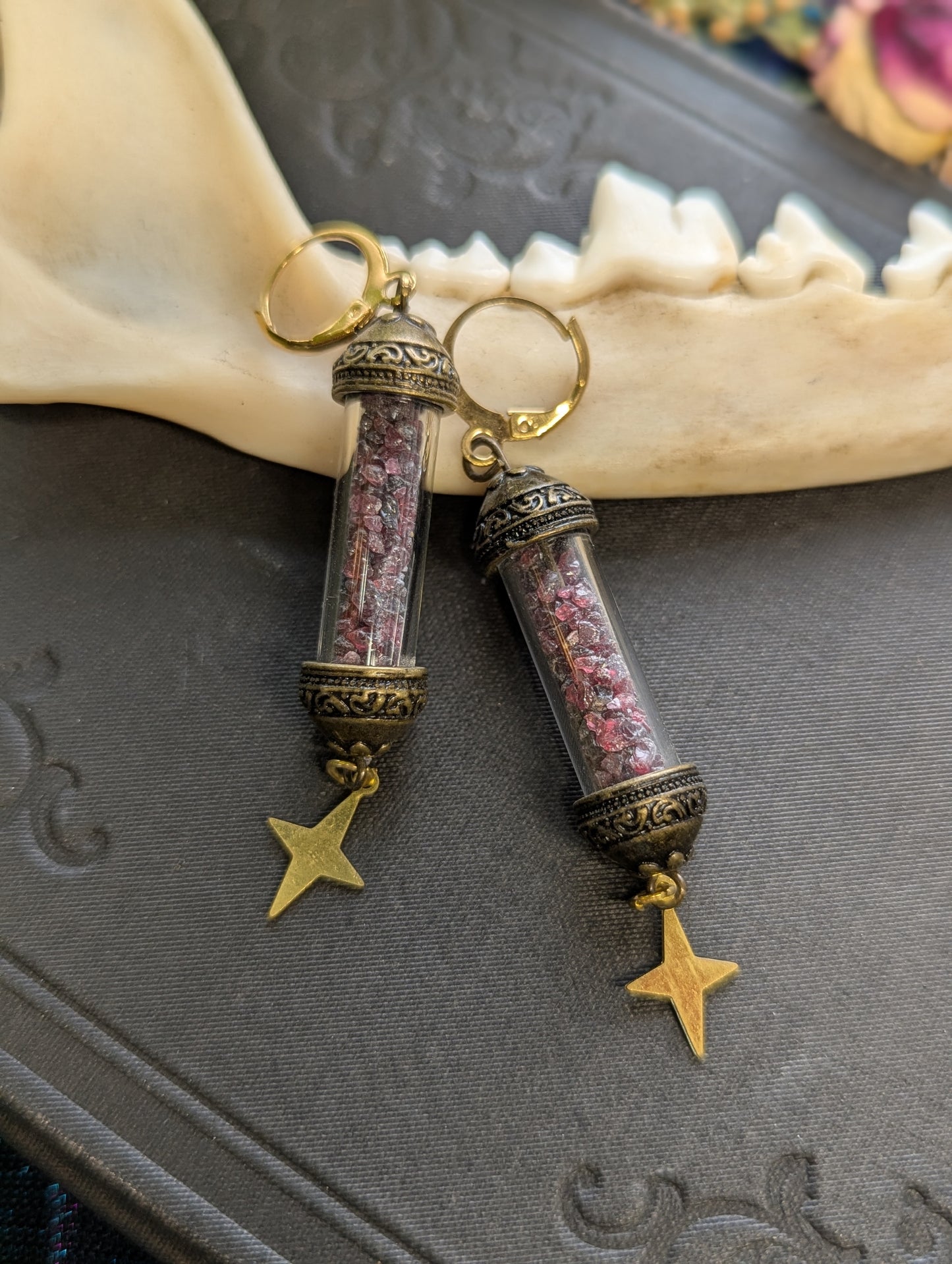 Garnet Reliquary Earrings