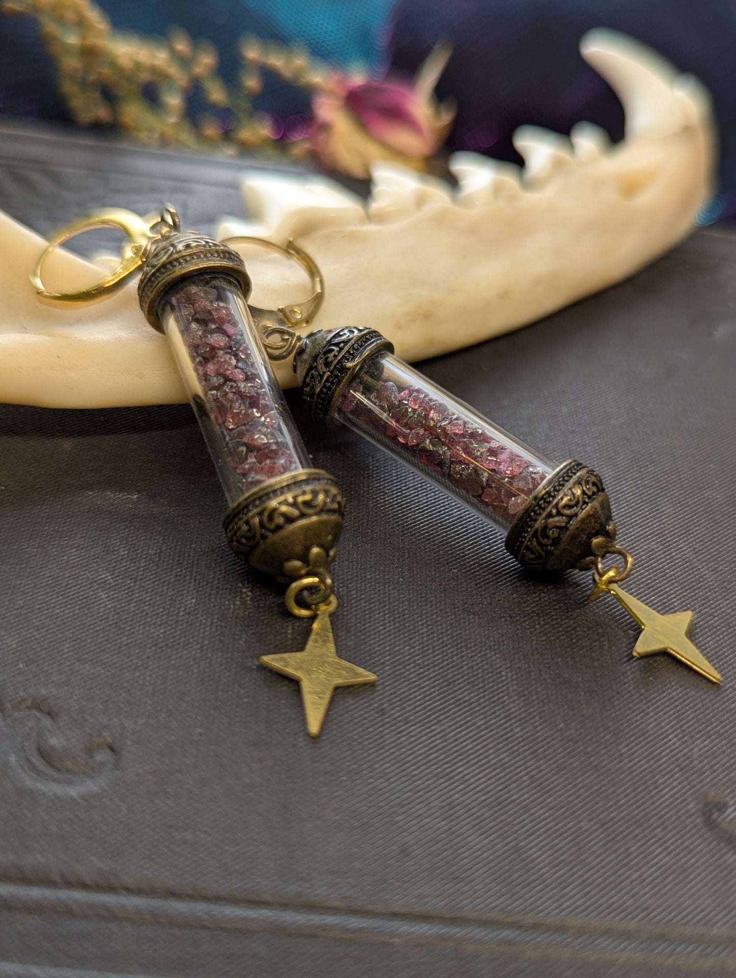 Garnet Reliquary Earrings