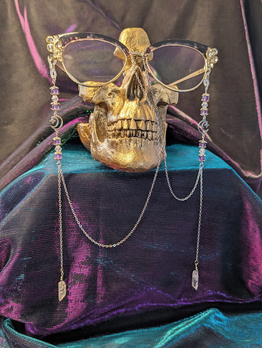 Amethyst & Quartz Drop Eyeglasses Chain