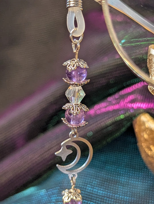 Amethyst & Quartz Drop Eyeglasses Chain