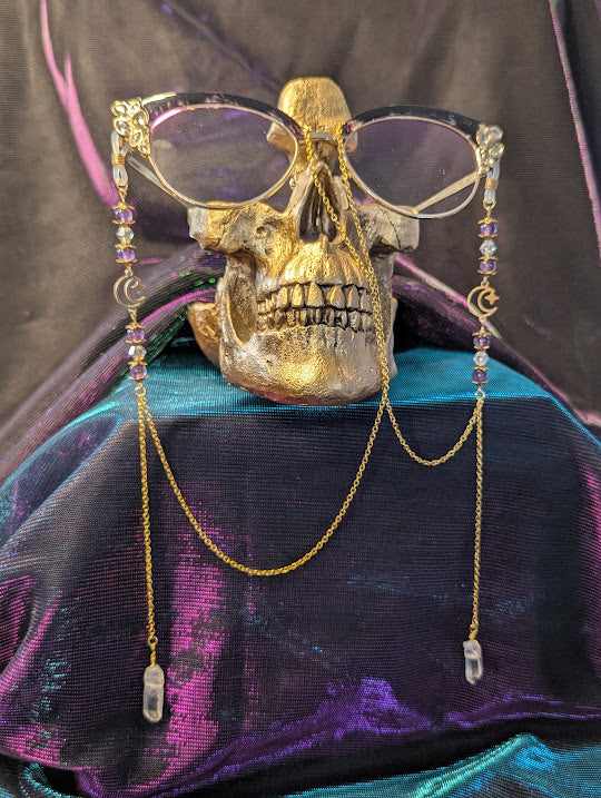 Amethyst & Quartz Drop Eyeglasses Chain