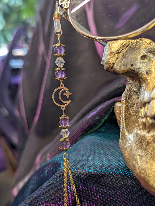 Amethyst & Quartz Drop Eyeglasses Chain
