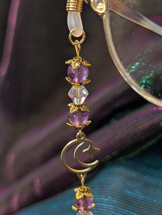 Amethyst & Quartz Drop Eyeglasses Chain
