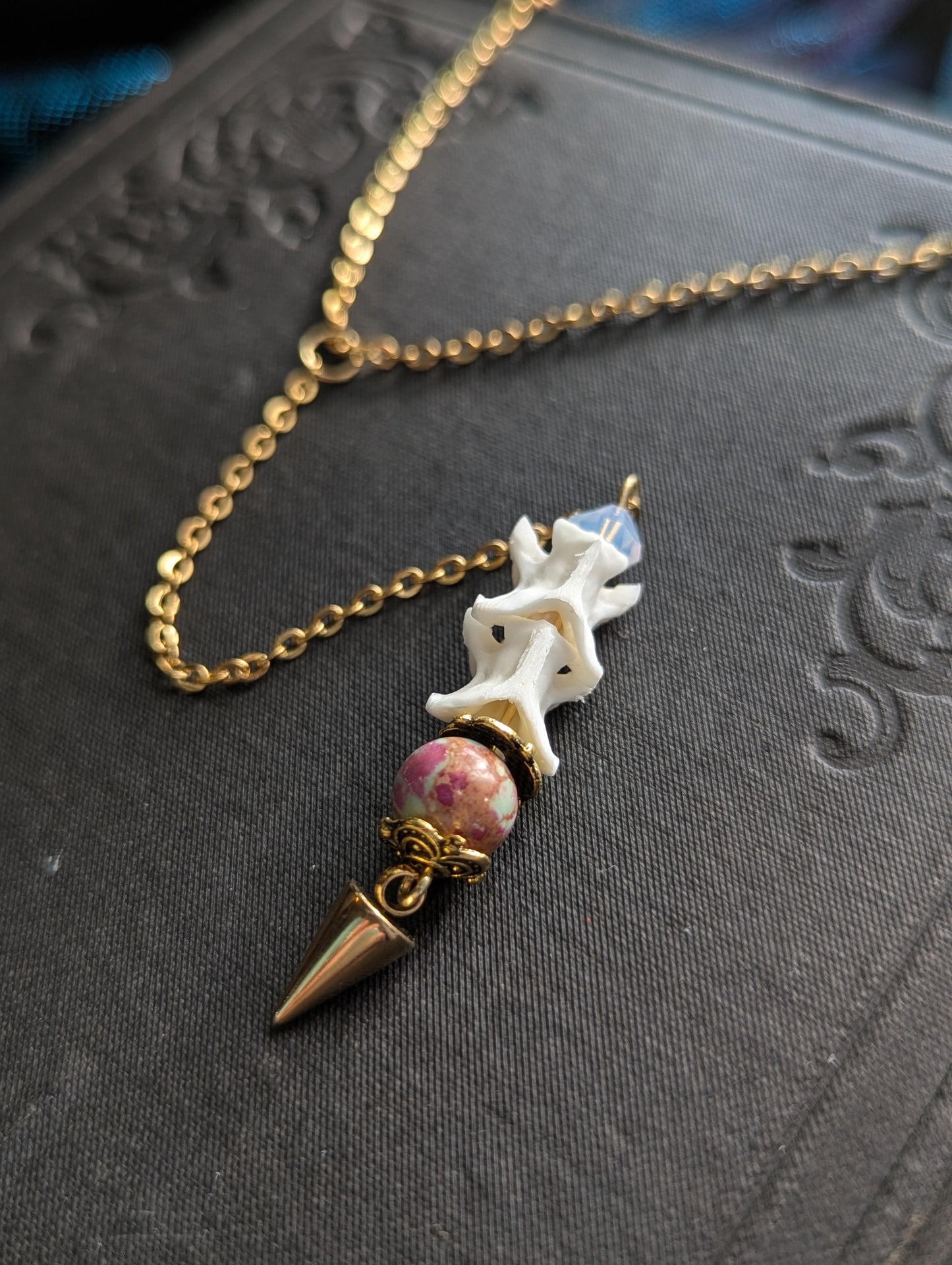 Snake Vertebrae & Jasper Necklace