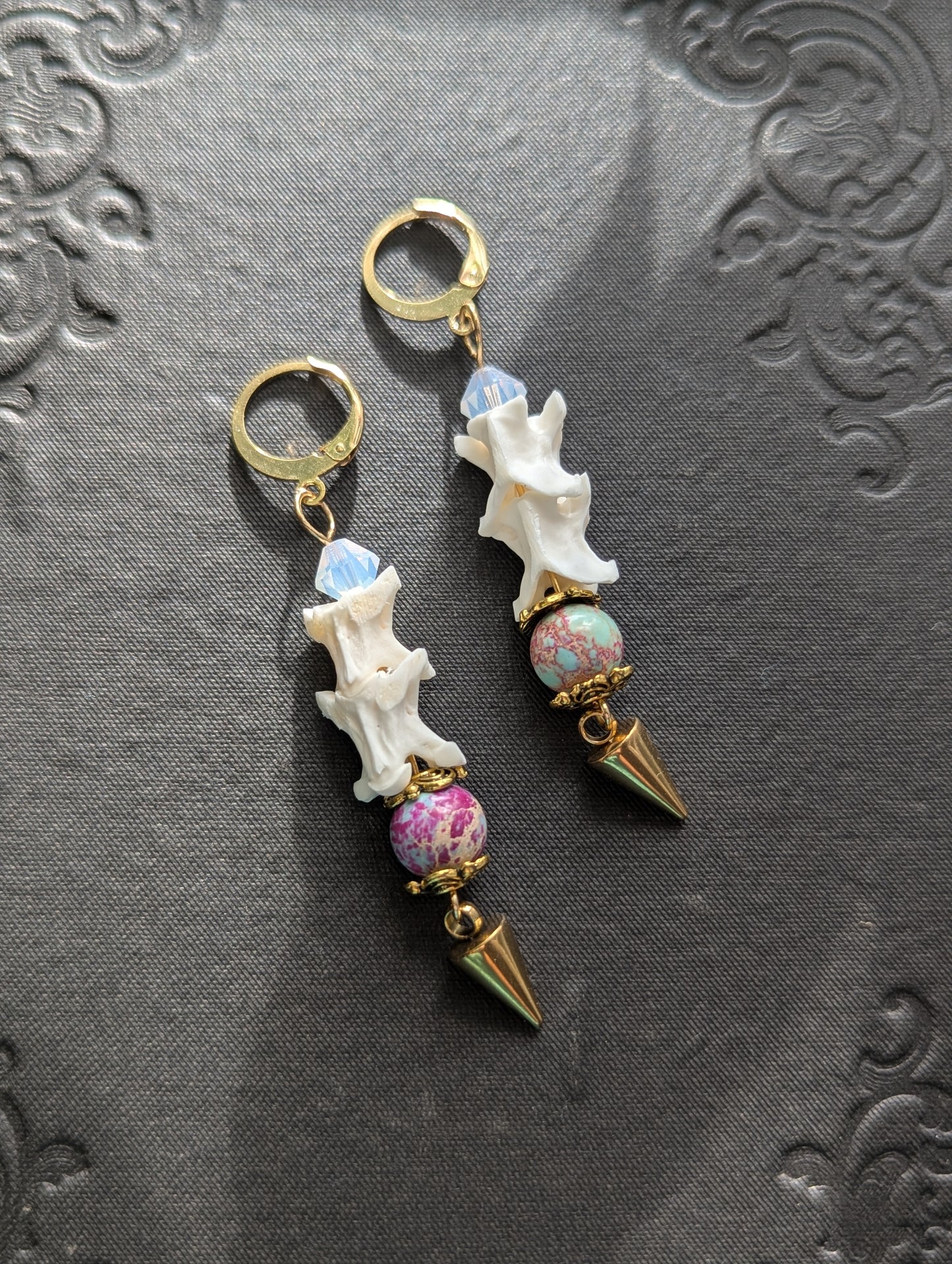 Snake Vertebrae & Jasper Earrings