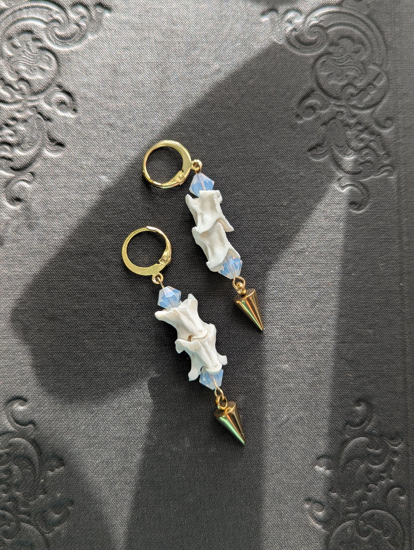 Snake Vertebrae & Opalite Earrings