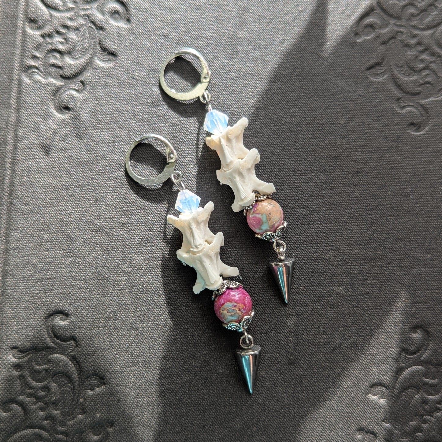 Snake Vertebrae & Jasper Earrings