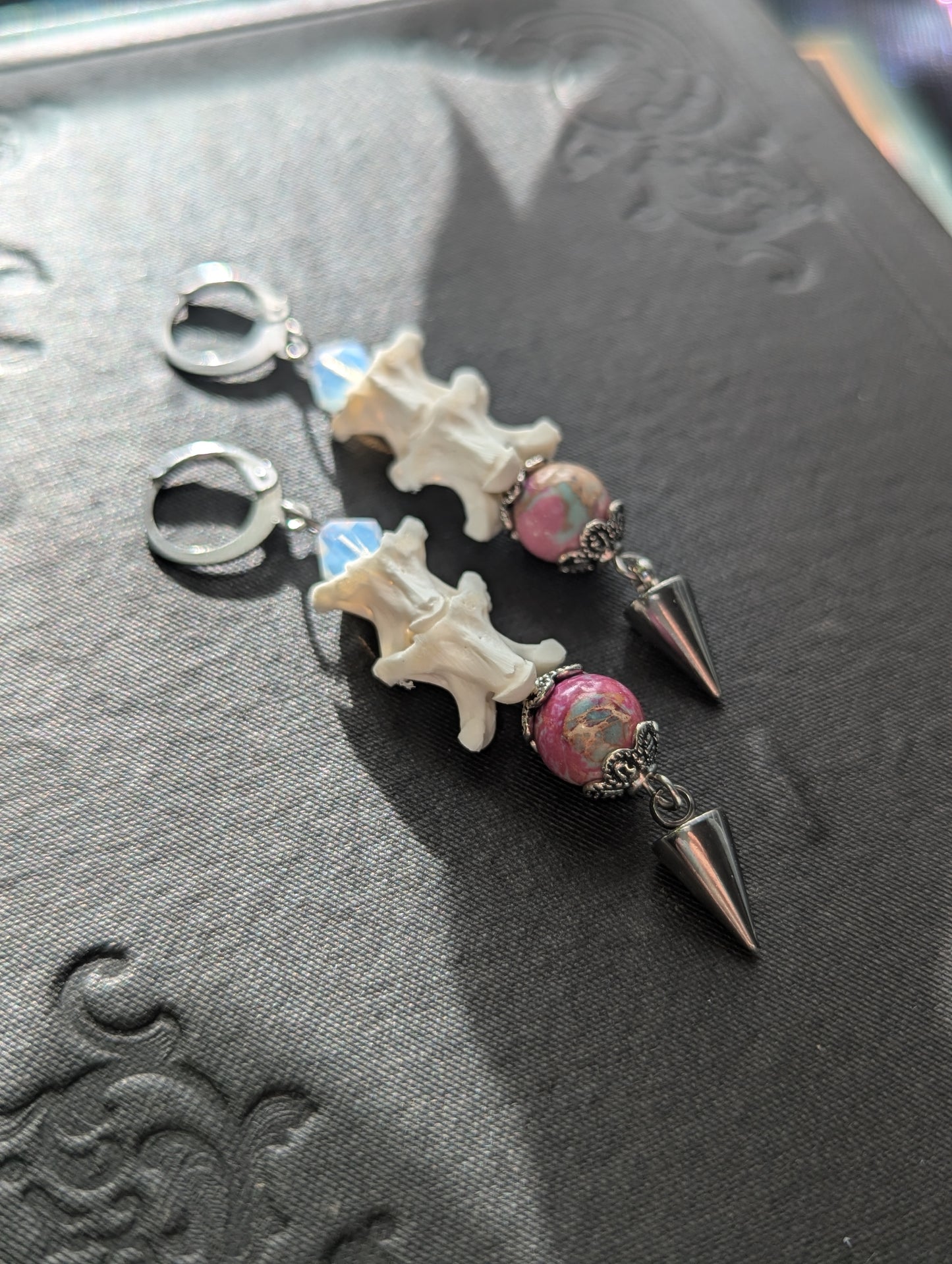 Snake Vertebrae & Jasper Earrings