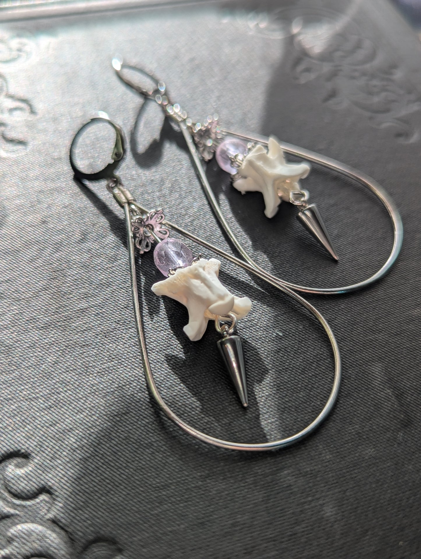 Snake Vertebrae & Amethyst Earrings