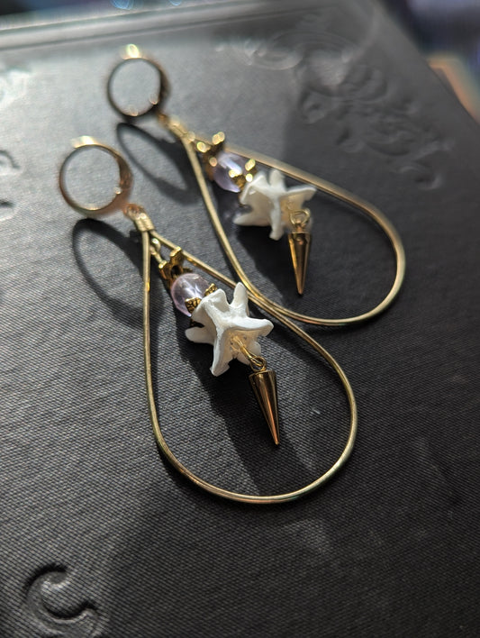 Snake Vertebrae & Amethyst Earrings