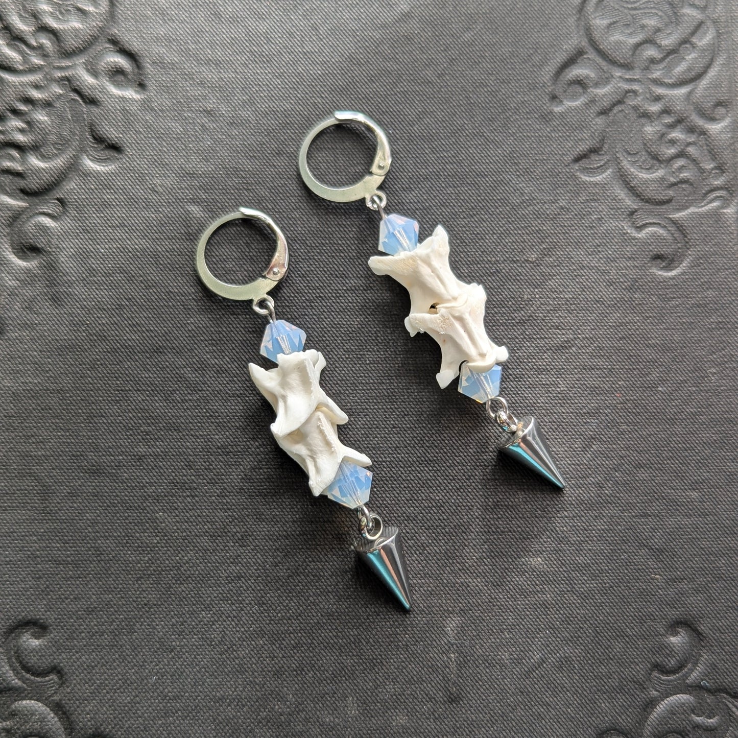 Snake Vertebrae & Opalite Earrings