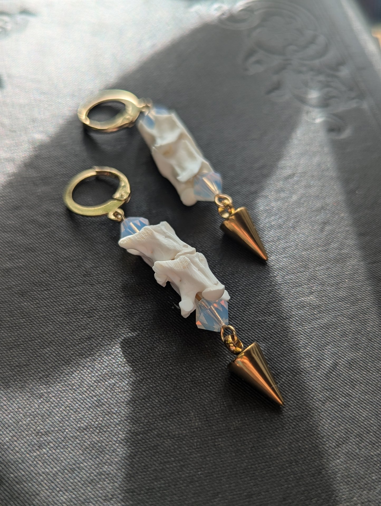 Snake Vertebrae & Opalite Earrings