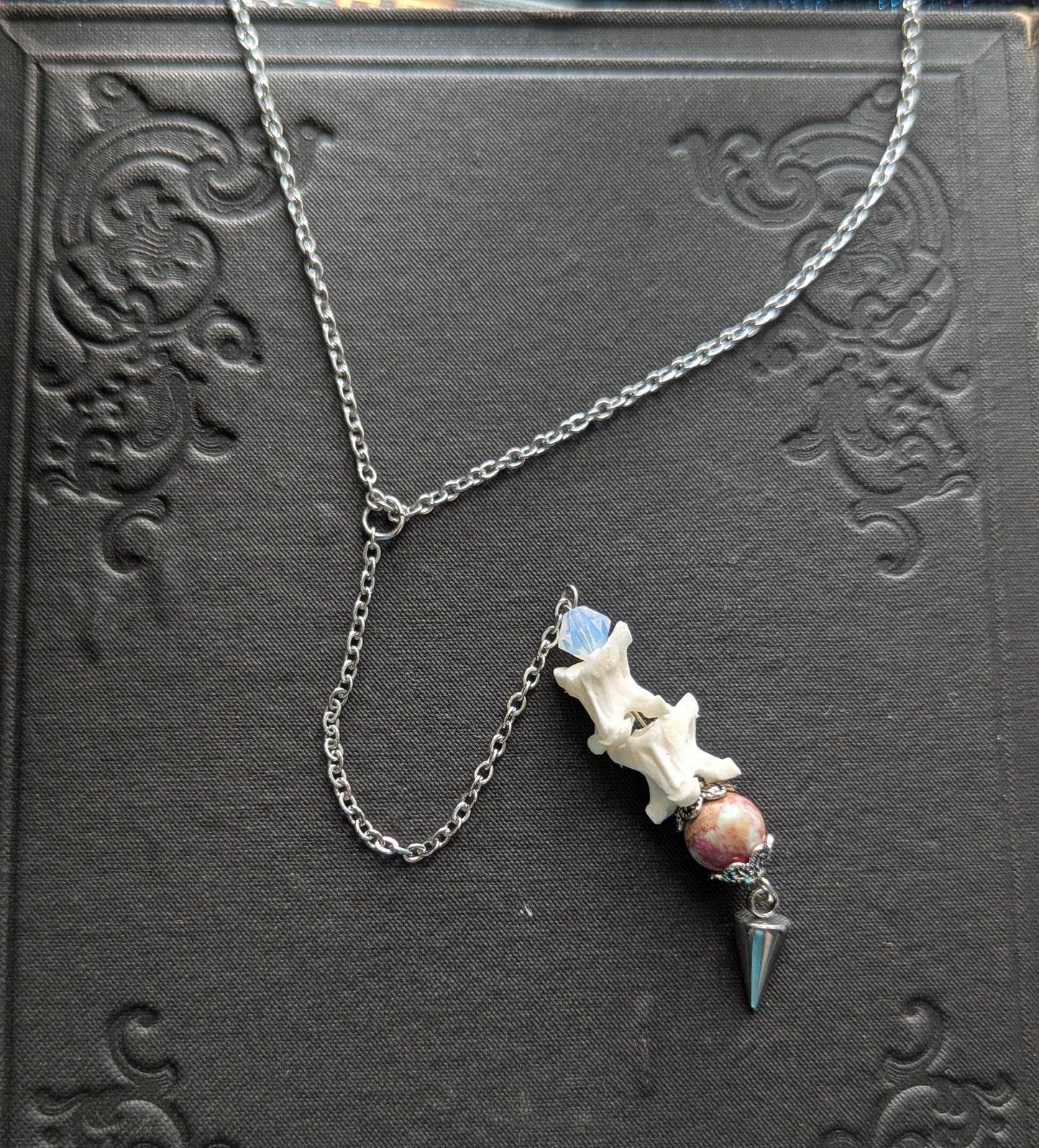 Snake Vertebrae & Jasper Necklace