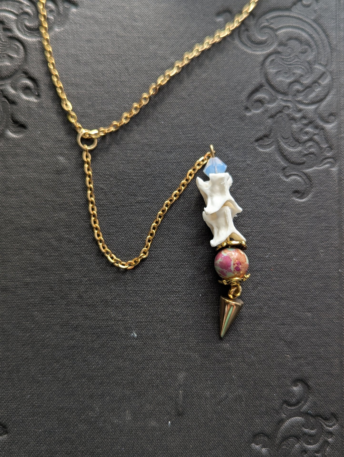 Snake Vertebrae & Jasper Necklace