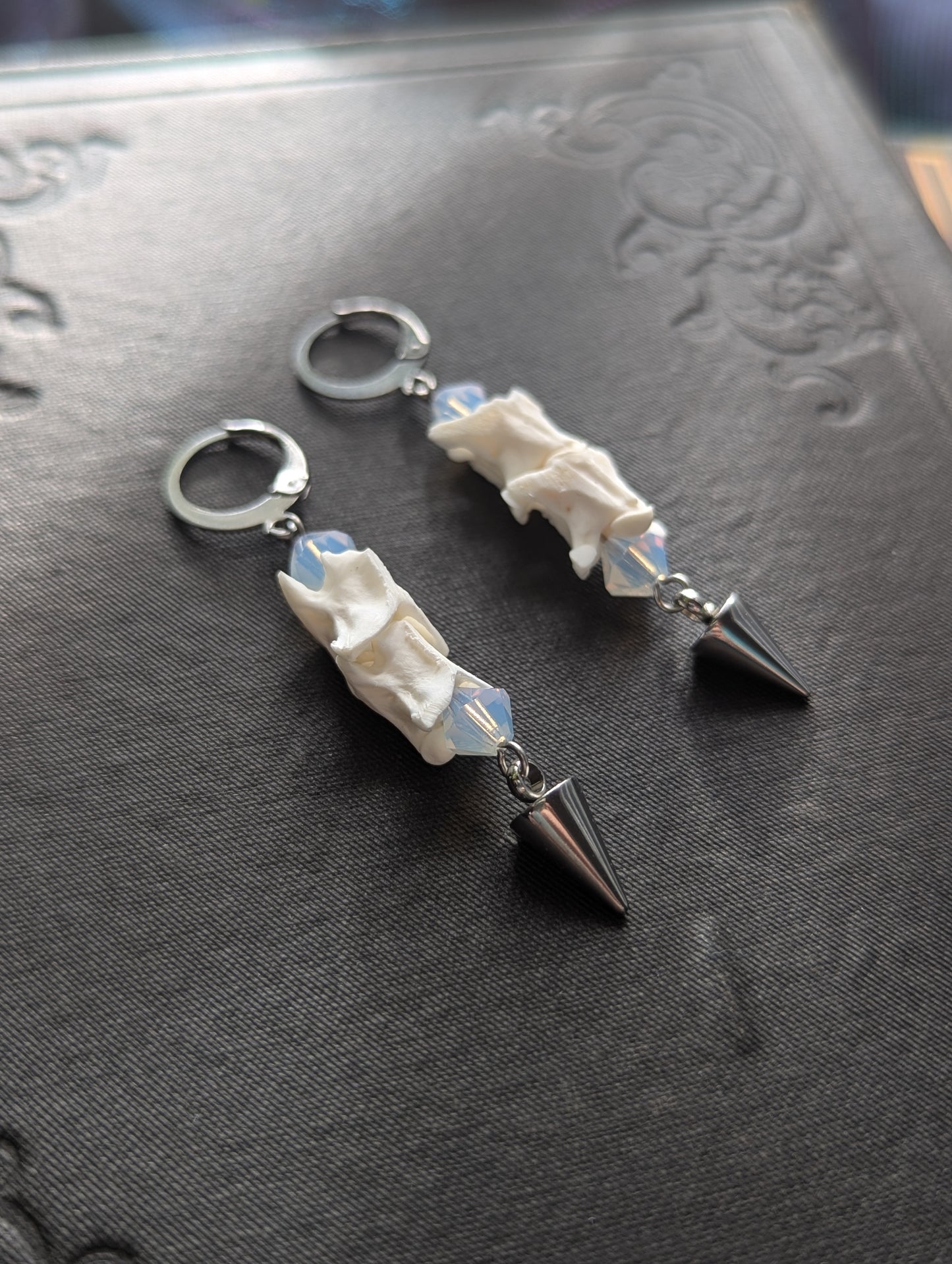 Snake Vertebrae & Opalite Earrings