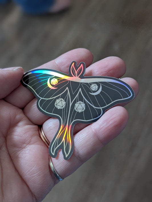 Luna Moth d20 Holographic Sticker